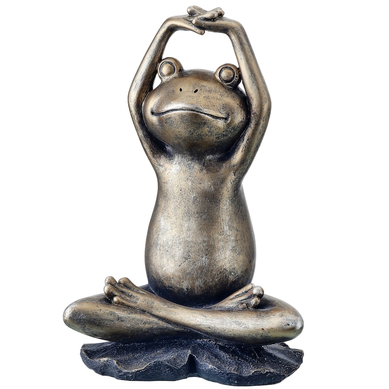 Resin Yoga Frog On Lotus Leaf 8"