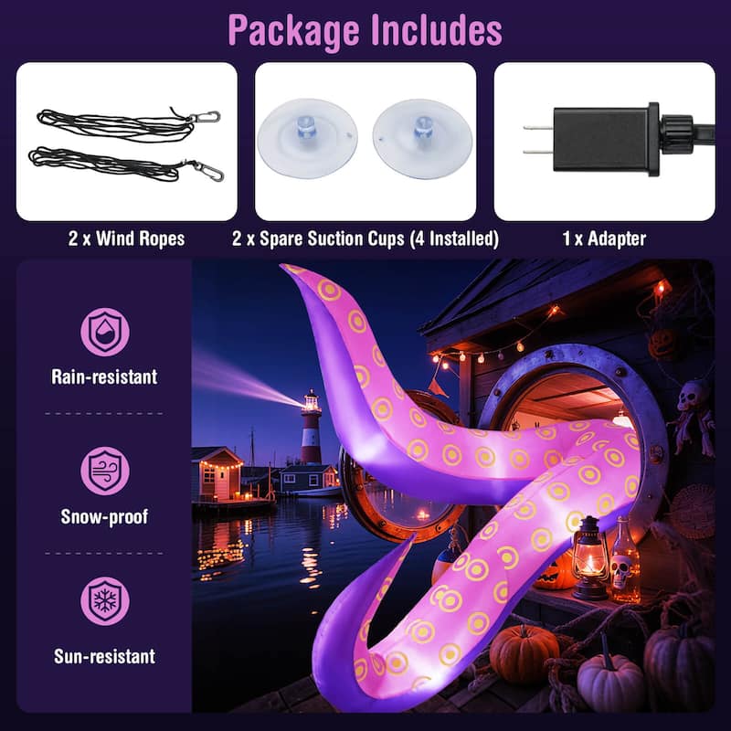 Costway 6.5 Ft Inflatable Tentacles Blow up Octopus Legs Window - as pic shows - See Details