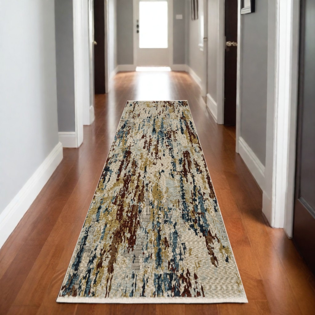 HomeRoots Pema Abstract Modern Runner Area Rug