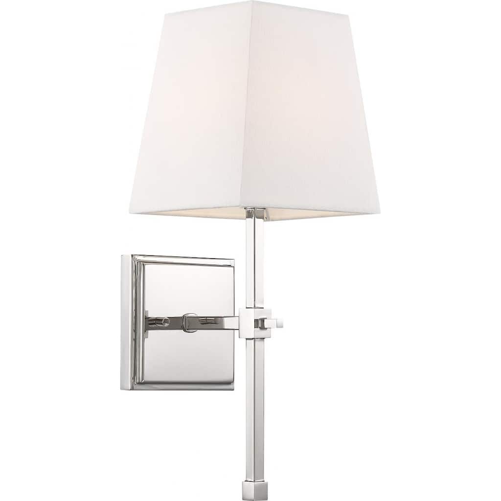 Highline 1 Light Vanity with White Linen Shade Polished Nickel Finish