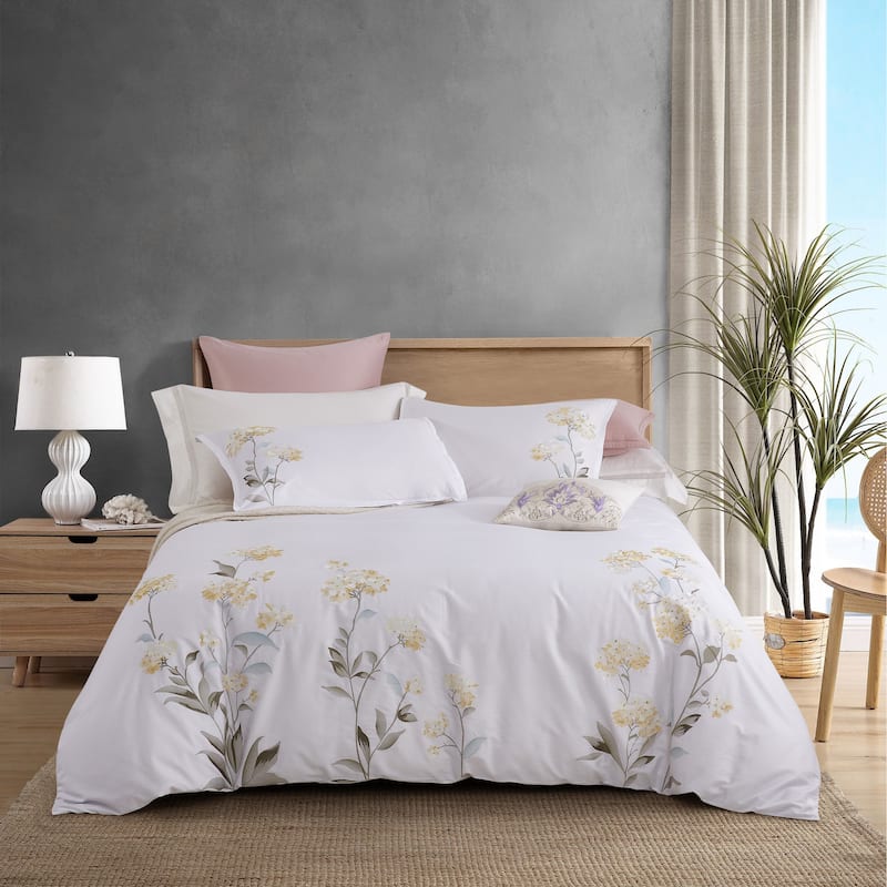 Broderie ensemble housse de couette Collection Hydrangea Embroidery Duvet Set Yellow