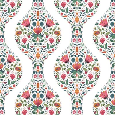 NextWall Floral Ogee Peel and Stick Wallpaper