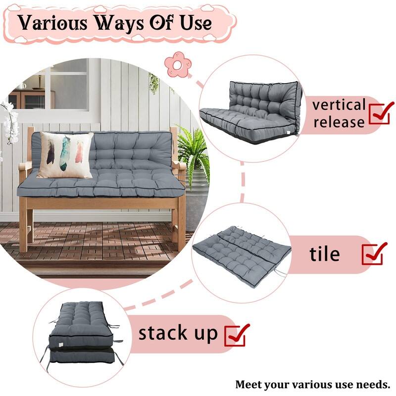 Porch Swing Replacement Cushion, 55in Outdoor Bench Cushions with Backrest Thicken 4"