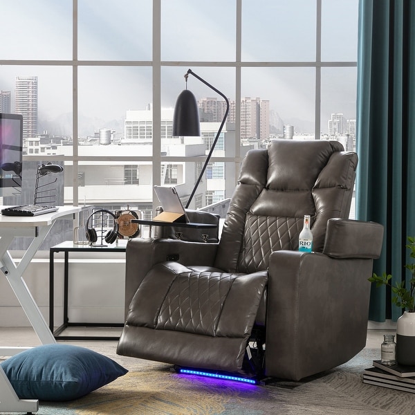 Power Motion Recliner with USB Charging Port,Swivel Tray Table