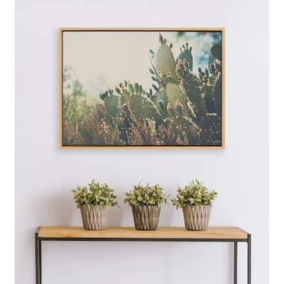 Kate and Laurel Sylvie Desert Pear Cactus Framed Canvas by Laura Evans