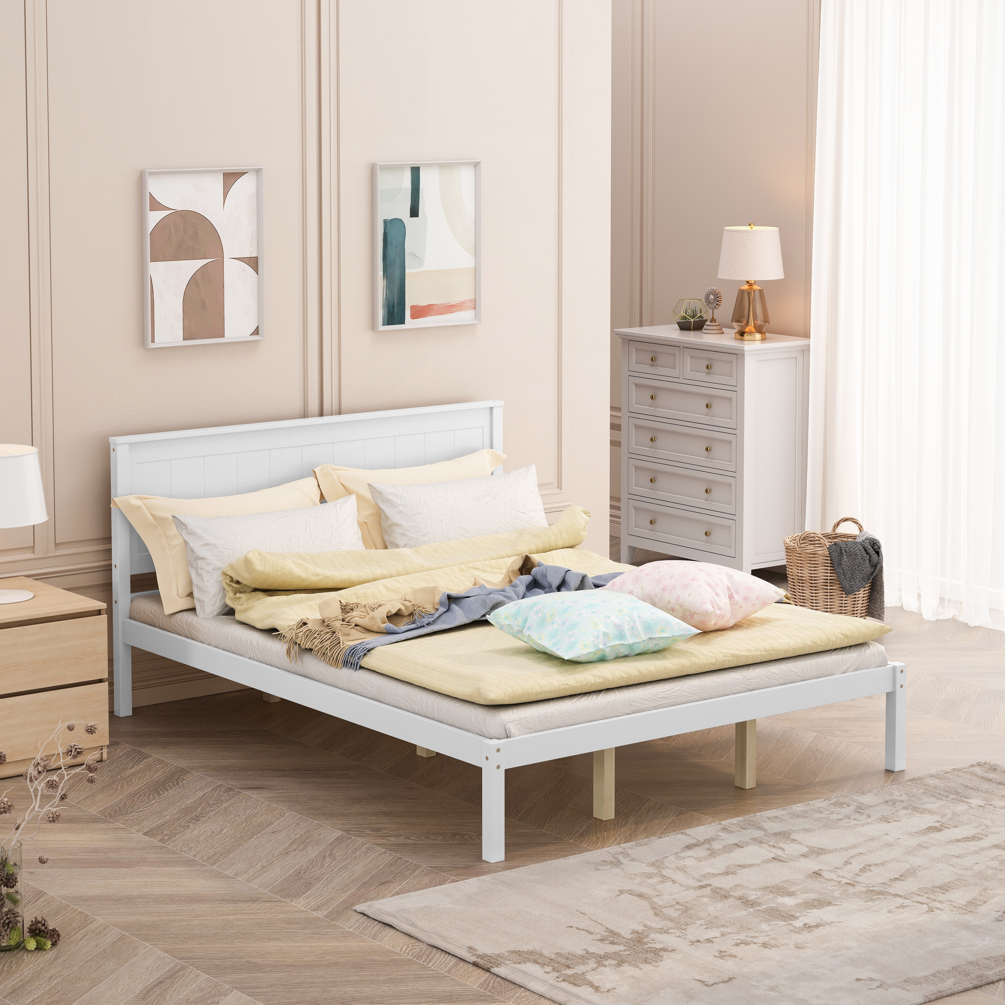 Bed frame with headboard shop no box spring