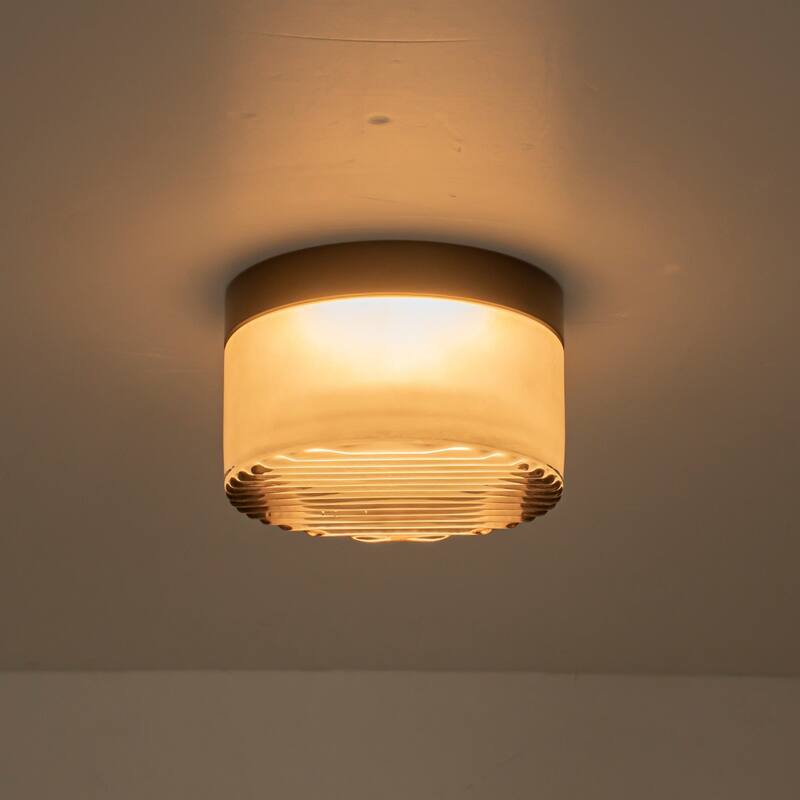 5.1 in. W Modern Dome LED 3000K Bathroom Vanity Light/Flush Mount Light with Gray Glass - 5.1 in. W x 3.54 in. H