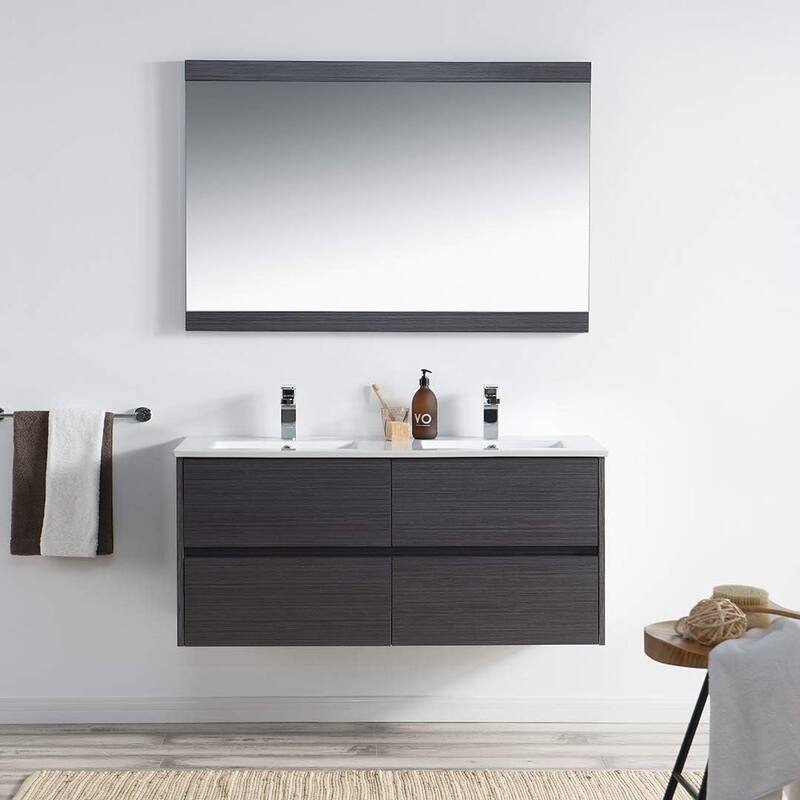 Blossom Valencia 48" Wall Mounted Double Sink Floating Bathroom Vanity - Silver Grey