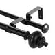 preview thumbnail 1 of 28, Modern Round Urn Adjustable Drapery Double Curtain Rod 28"-48" - Matte Black