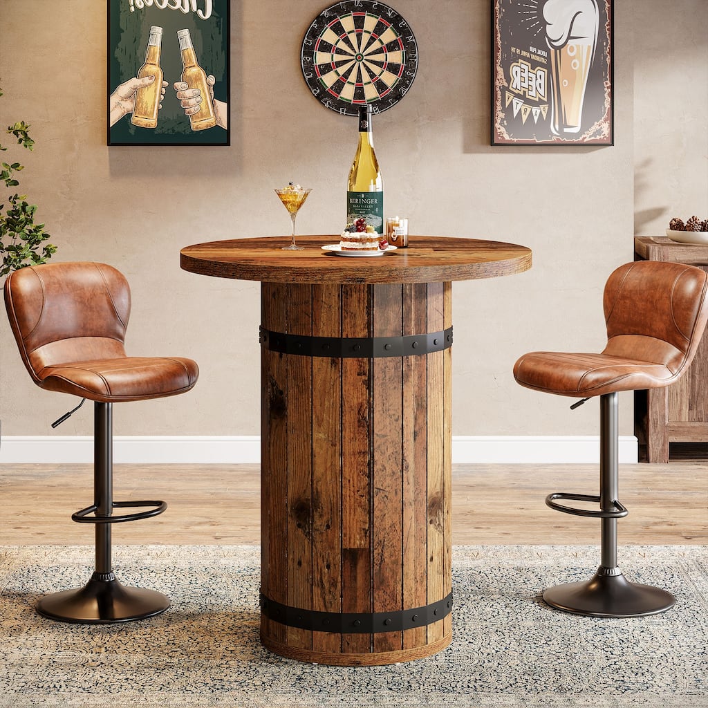 Round Bar Table, Bistro Pub Table for Kitchen (Only Table)