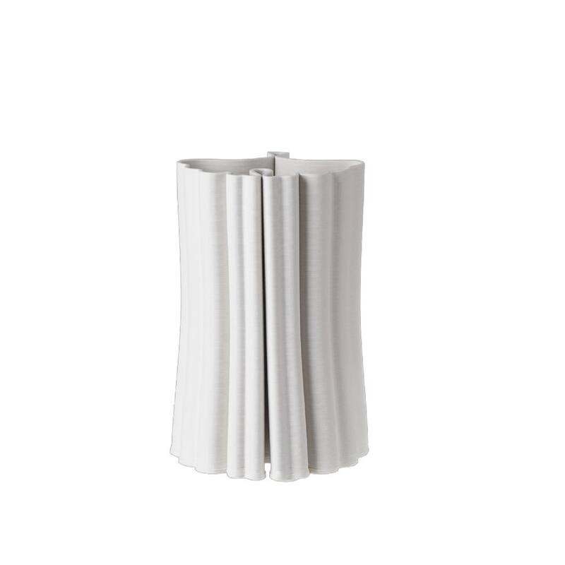 White 3D Printed Ceramic Vase Dia 6.2" Sm