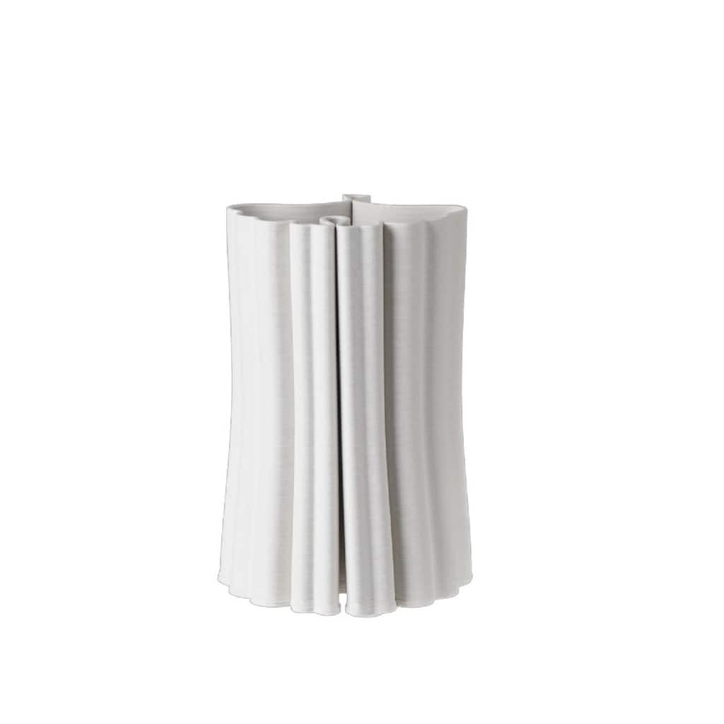 White 3D Printed Ceramic Vase Dia 6.2" Sm