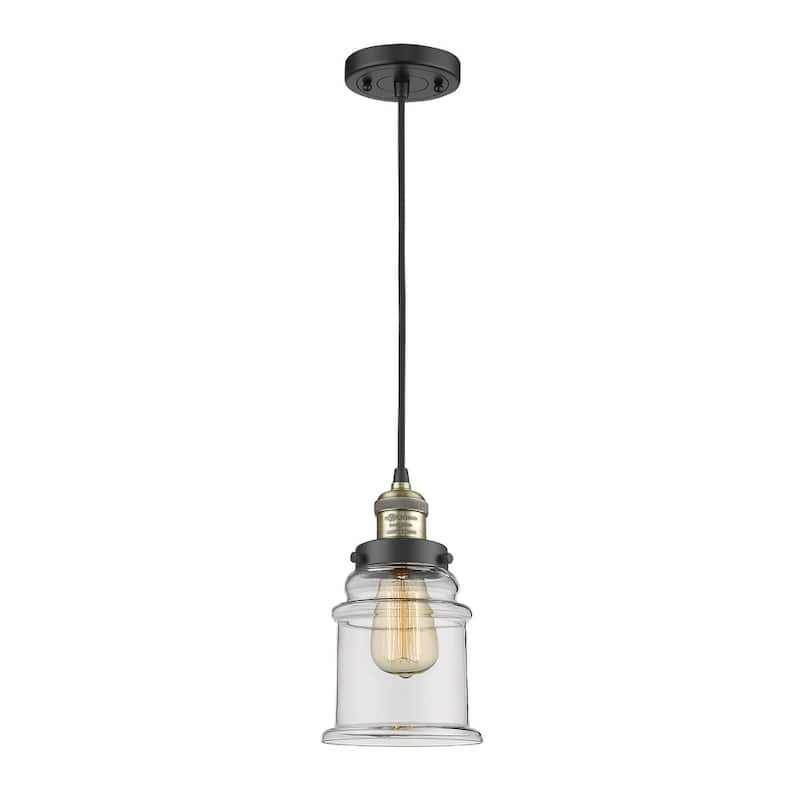 Innovations Lighting Canton 6" Wide Mini Pendant - Cord Suspension - Black Antique Brass / Clear
