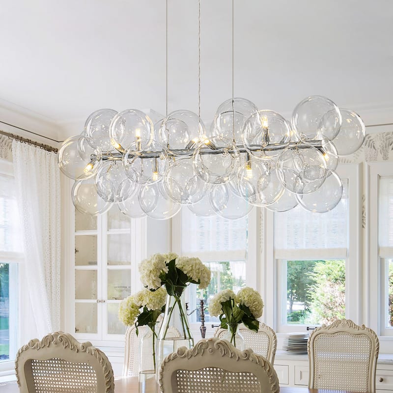 Modern 42" Large Glass Sputnik Bubble Chandelier Cluster Smoked Linear Chandelier - W42.11''