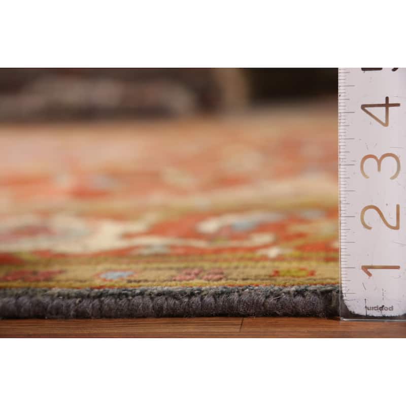 Medallion Heriz Serapi Area Rug Handmade Orange Wool Carpet - 8'11" x 11'10"