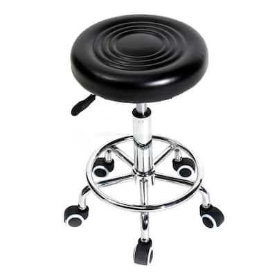 Round Stool with Lines Rotation Bar Stool Black/White