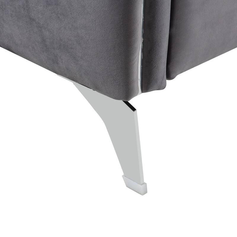 54" Gray Velvet Modern Chic Loveseat Couch
