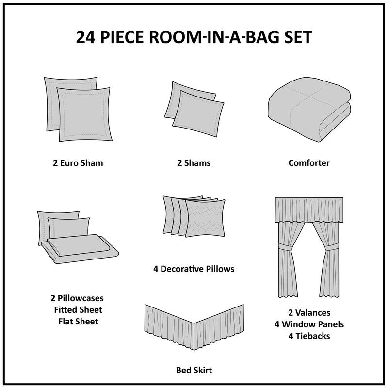 Madison Park Essentials Parker Jacquard Embroidered Pieced 24 Piece Room in a Bag