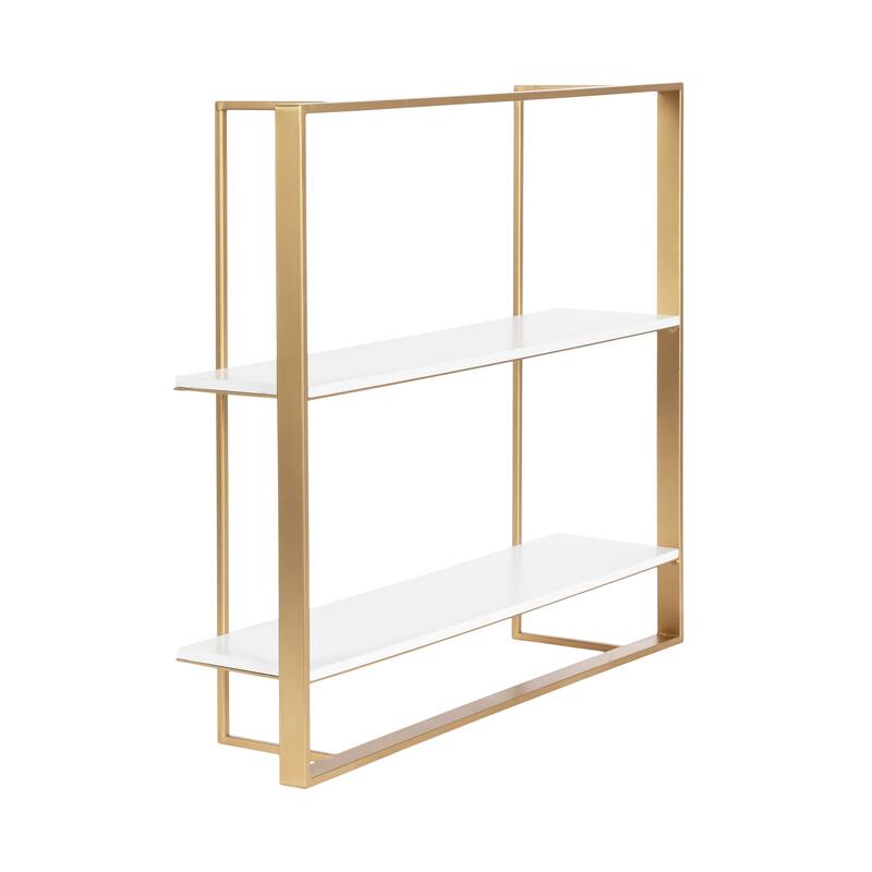 Kate and Laurel Kercheval Modern Wood Shelf - 24x6x22 - Gold/White
