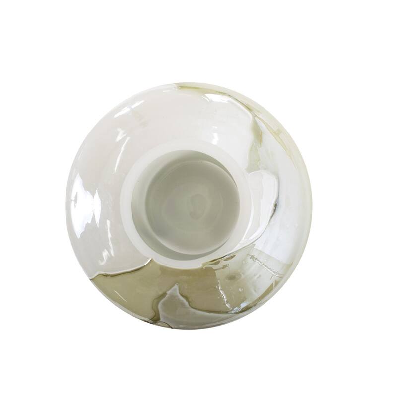 Allan Andrews Green & White Rounded-Edged Cylindrical Glass Vase