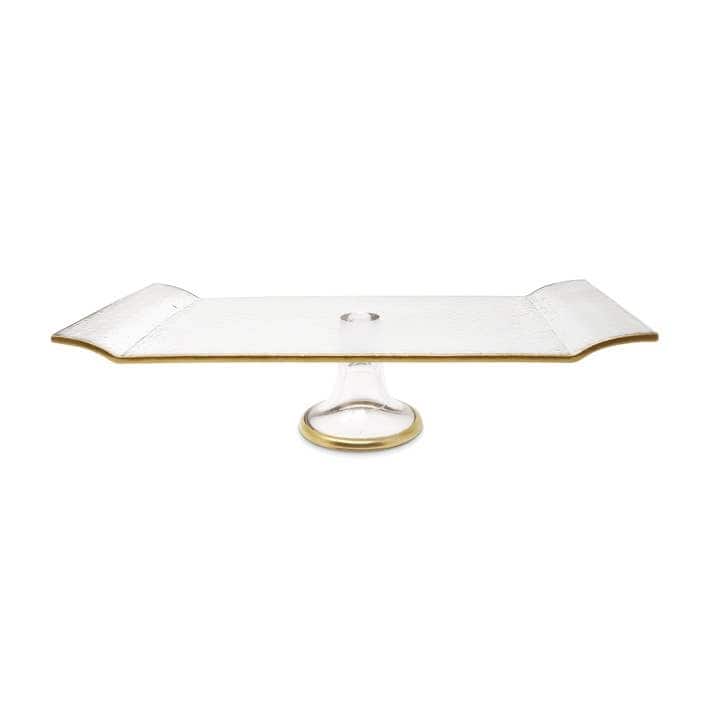 Oblong Cake Plate with Gold Trim, 15.25"L