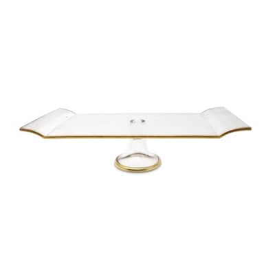 Oblong Cake Plate with Gold Trim, 15.25"L