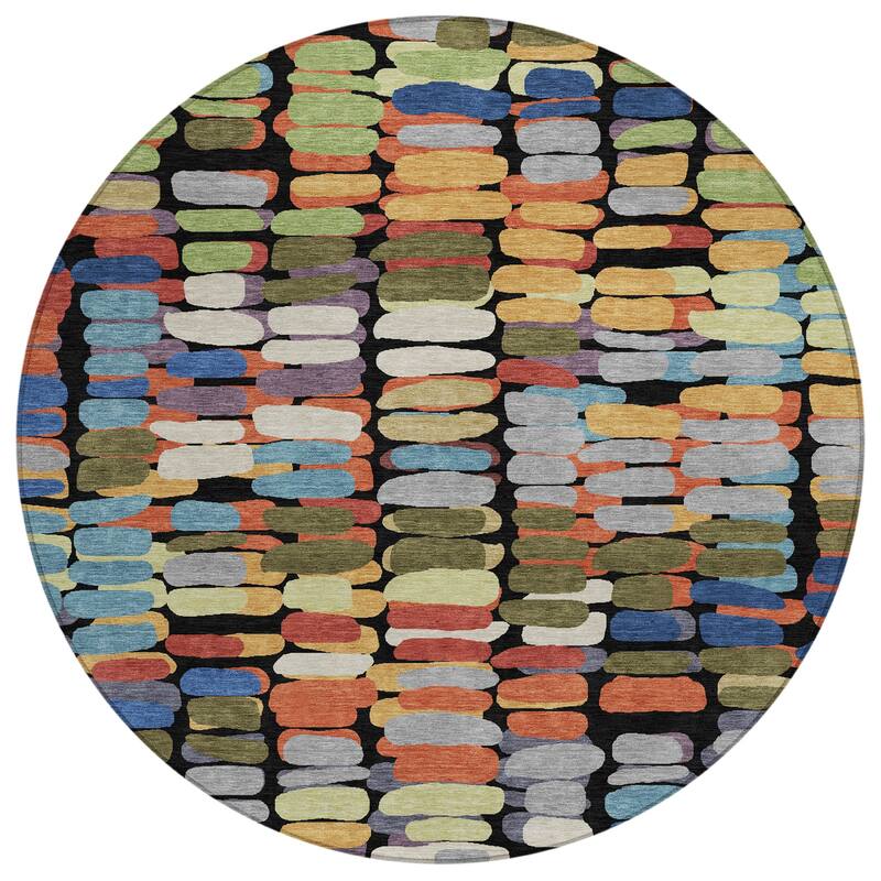 Machine Washable Indoor/ Outdoor Modern Caps Chantille Rug