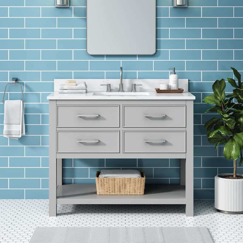 Avanity Brooks 43 in. Vanity in Chilled Gray finish and Cala White Engineered Top