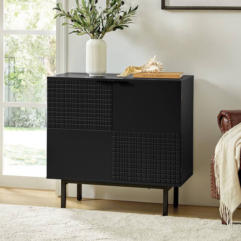 Arnold Modern 30"Tall 2 Door Accent Cabinet with Metal Leg by HULALA HOME - Black