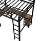 preview thumbnail 8 of 10, Black Full Size Metal Loft Bed with Desk, Shelves, and Guardrails