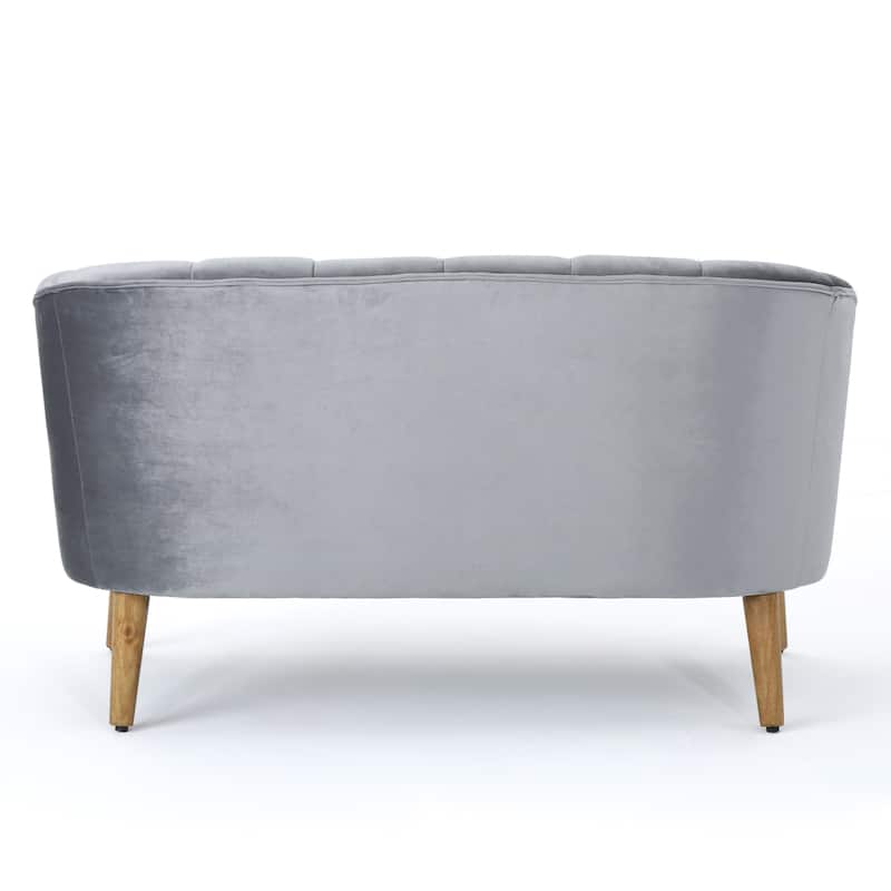 Classic Shell-Backed Loveseat with Wooden Legs