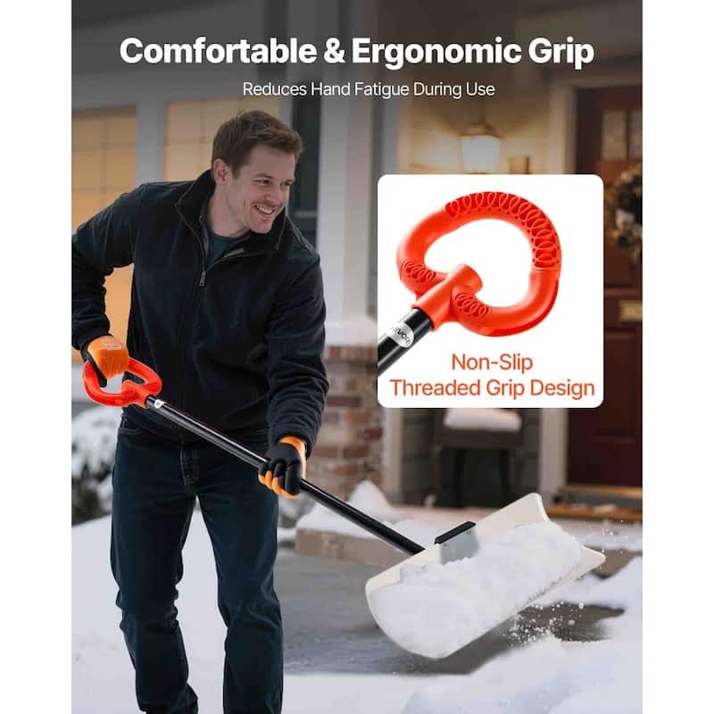 Plastic Snow Shovel with Widened Blade and Textured Anti-Slip Handle for Easy Snow Removal
