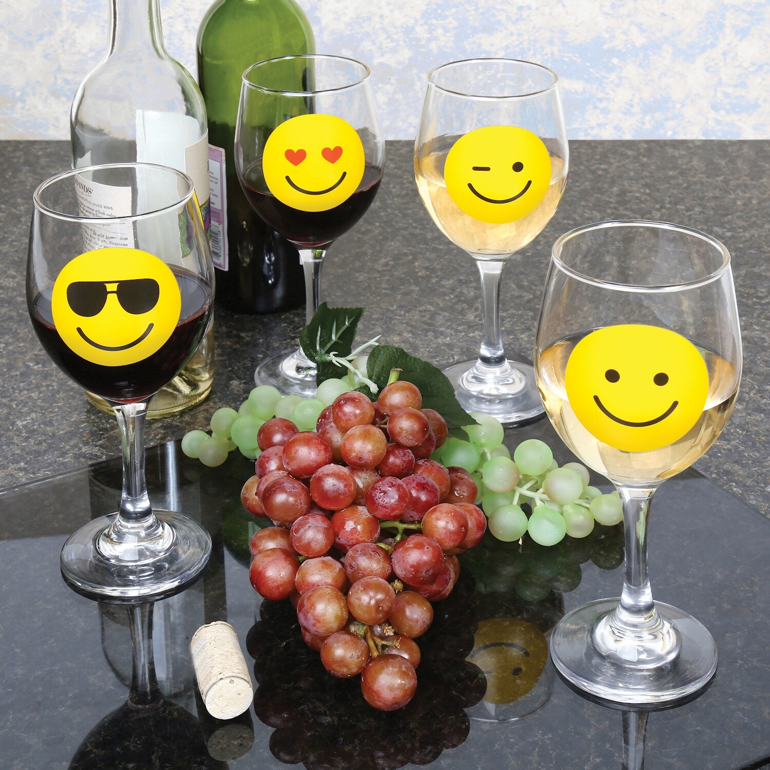 Shop Circleware Emoji Wine Glasses Smile Face Tumbler Collection With Happy Winking Cool Love Set Of 4 13 Ounce Ea Clear Overstock 22384491