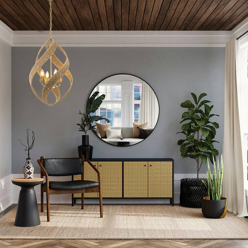 Elin 4-Light Modern Rattan Chandelier - 16 In. Wide