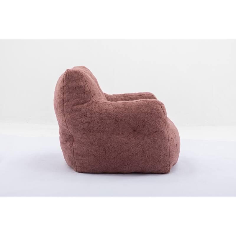 Bean Paste Red Teddy Modern 39.37" Upholstered Bean Bag Chair with Memory Sponge for Living Room