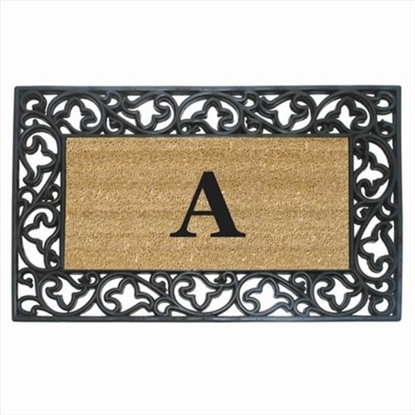 Nedia Home 18023B Acanthus Border 22 x 36 In. Half Round Rubber-Coir Doormat - Monogrammed B