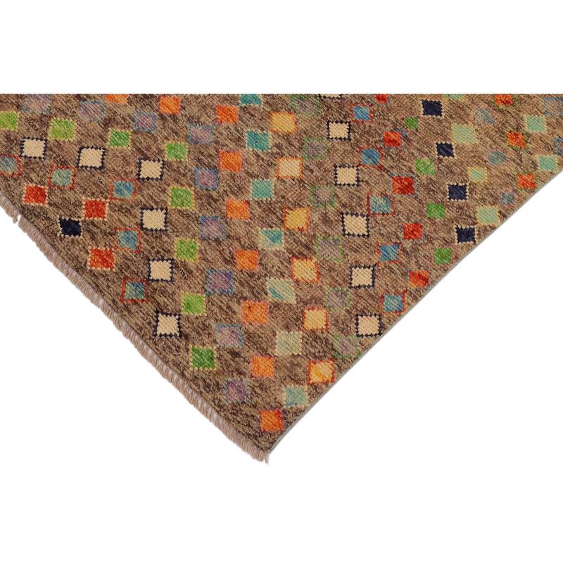 Boho Chic Balochi Morse Brown/Rust Hand Knotted Wool Rug - 3'3'' x 4'11''