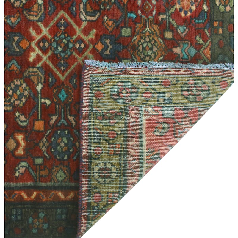 Fine Vintage Distressed Isphan Burgundy/Brown Runner - 3'4" x 8'1"