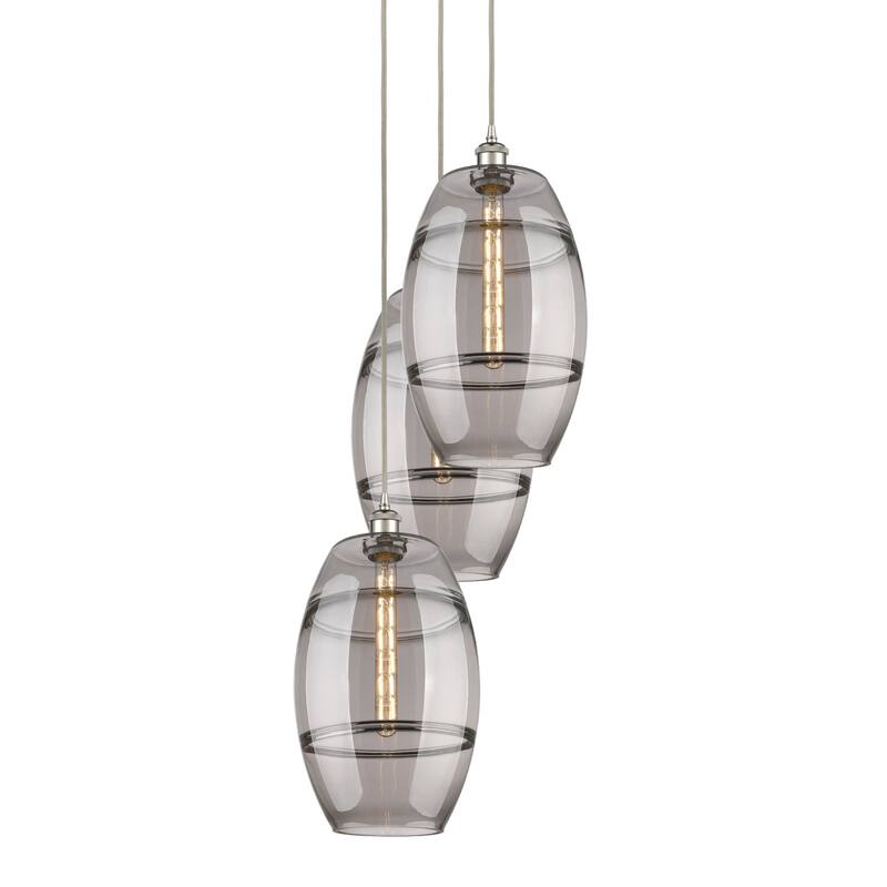Innovations Lighting 113B-3P-56-17 Vaz Pendant Vaz 3 Light 17" Wide - Polished Nickel / Smoked