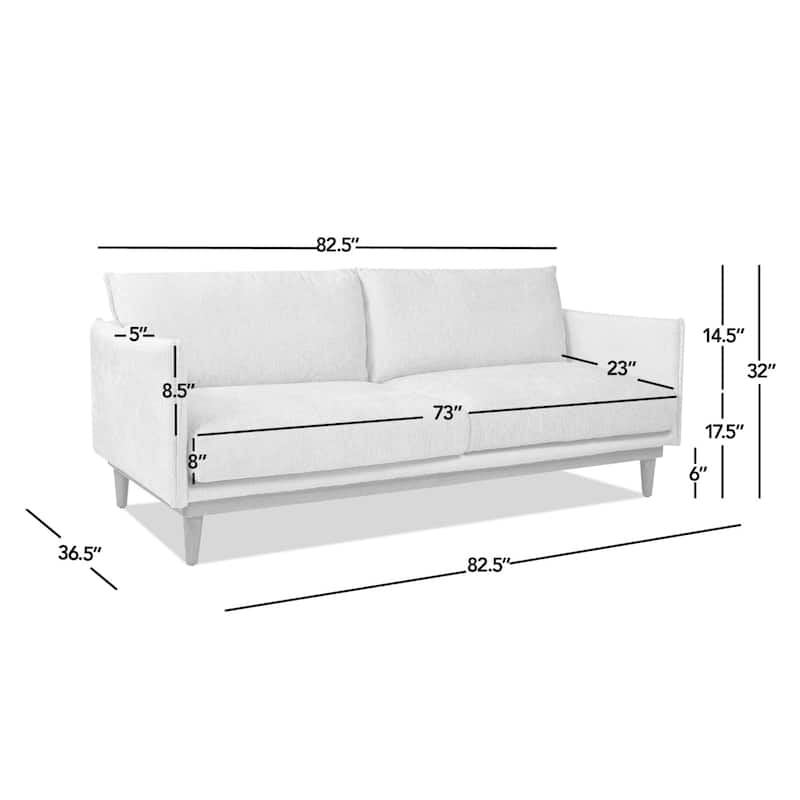 Haven 83" Oak Wood Chenille Flange Arm Sofa with Removable Cushions