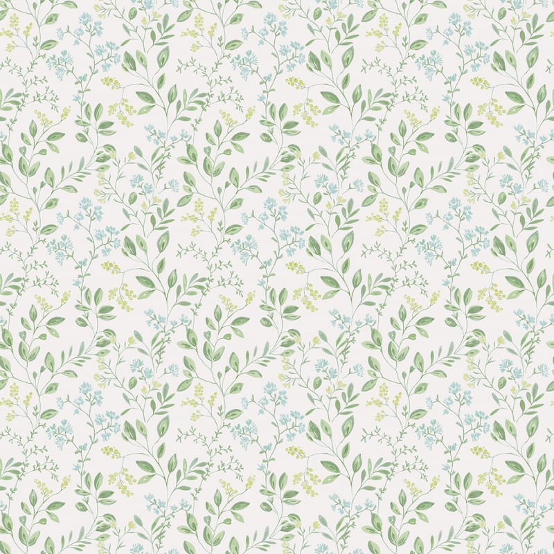 Galerie Wallcoverings Just Kitchens Spring Leaf Trail Vinyl on Non-woven Matte Wallpaper Roll - 33 feet x 21 inches - Green