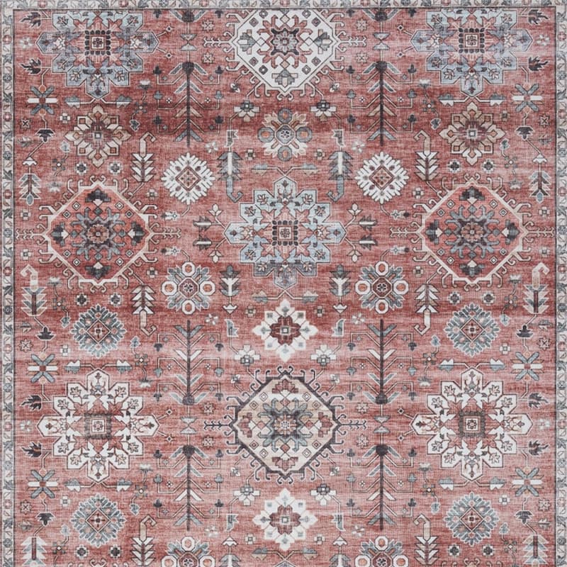 Feza Power Loomed Distressed Non Skid Stain Resistant Low Pile Area Rug By HomeRoots - 84' X '60' X '0.25