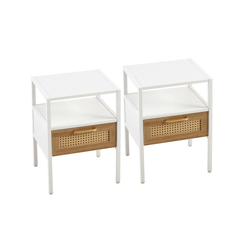 1-Piece or 2-Piece 15.75" Rattan Side Table