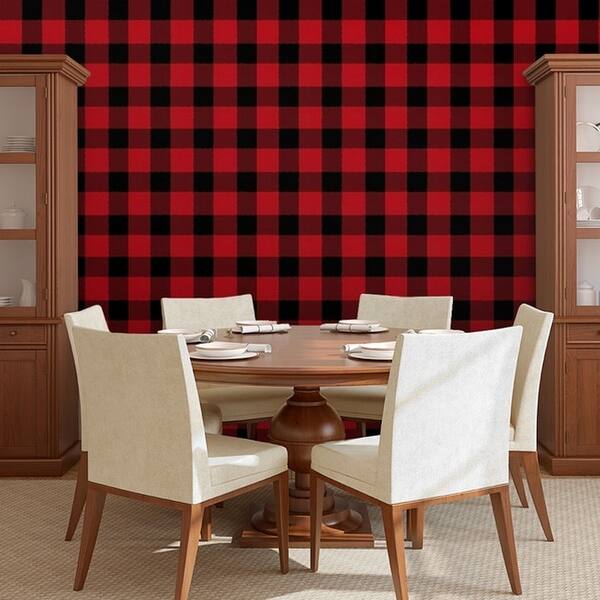 NextWall Red and Black Buffalo Plaid Peel and Stick Wallpaper
