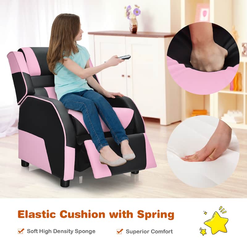 Costway Kids Youth Gaming Sofa Recliner w/Headrest & Footrest PU