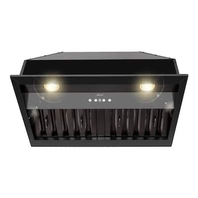 30-36in.Insert Range Hood, Ultra Quiet, Powerful Suction Matte Black Ducted Kitchen Vent Hood with LED Lights, 3-Speeds 600CFM