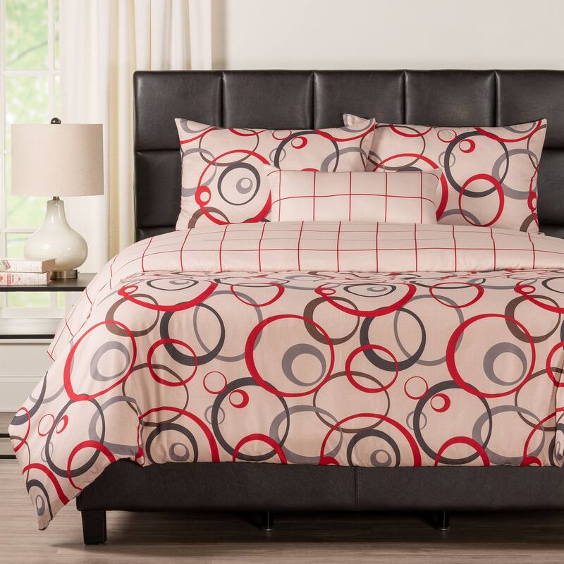 Circlet Reversible Print Duvet Set - King - 5 Piece