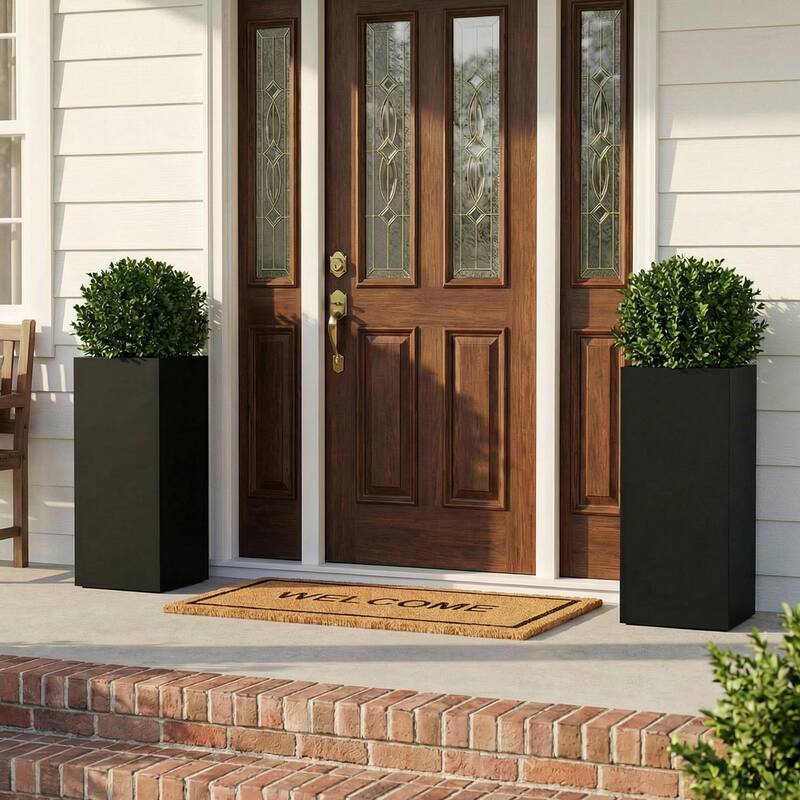 Metal Planters for Outdoor Plants - Black-2PCS - 13"x36"