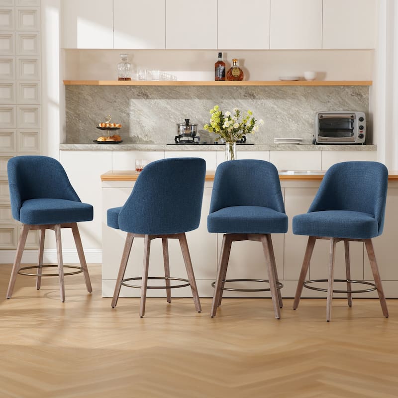26" Counter Height Swivel Bar Stool, Upholstered Counter Stools - 39.37" (H) x 22.44" (D) x 21.65" (W)