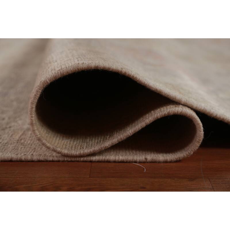 Hand Knotted Oriental 100% Wool Carpet Transitional All-Over Beige & Ivories Oushak Area Rug - 14' 9'' X 11' 4''